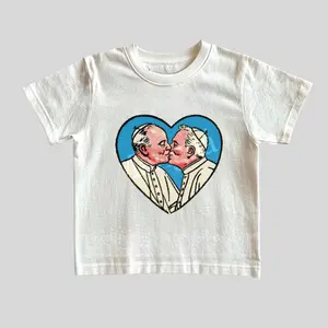 Vintage Pope Graphic Baby Tee, Retro Sacred Heart Tshirt, 90s Y2k Style Tee