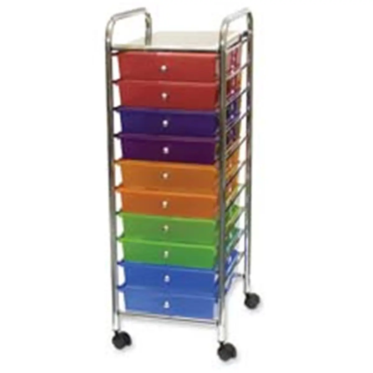 212 MAIN 10-Drawer Freestanding Metal Craft Cart Organizer - 14-1/2"x10-1/2"x2-3/4" Sewing Tool Cabinet with Swivel Wheels, Multi-Color, Lock