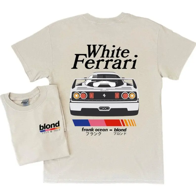 Frank Ocean BLOND WHITE FERRAR! Art Short Sleeve Shirt | blond album | music gift | vintage style tee | Blonde | Trends Original Design