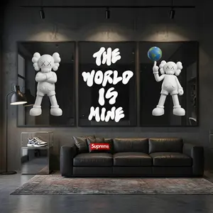 The World Is Mine KAWS Vibes, KAWS The Boss, The World Is Mine Typography, KAWS Spin The Globe, Product without frame