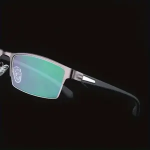Unisex Metal Half-Frame Progressive Reading Glasses - Photochromic Lenses (Light to Dark Transition), Blue Light Blocking, +1.00 to +4.00 Prescription, Business and Fashion Computer Glasses, High-Quality Oval Frame Suitable for Digital Screens