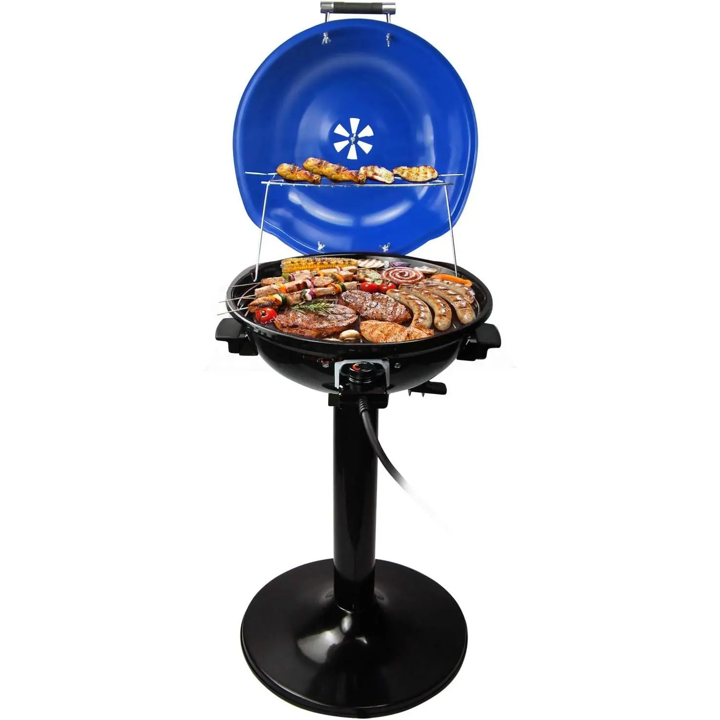 Electric BBQ Grill  15-Serving Indoor/Outdoor Electric Grill for Indoor & Outdoor Use, Double Layer Design, Portable Removable Stand Grill, 1600W
