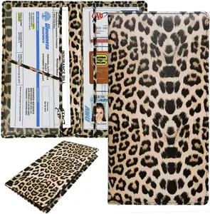 Registration and  Holder,Registration  Card Holder of Leopard Print PU Leather Looks Stylish and Special,Glove Box Organizer Makes Your Documents In Order.