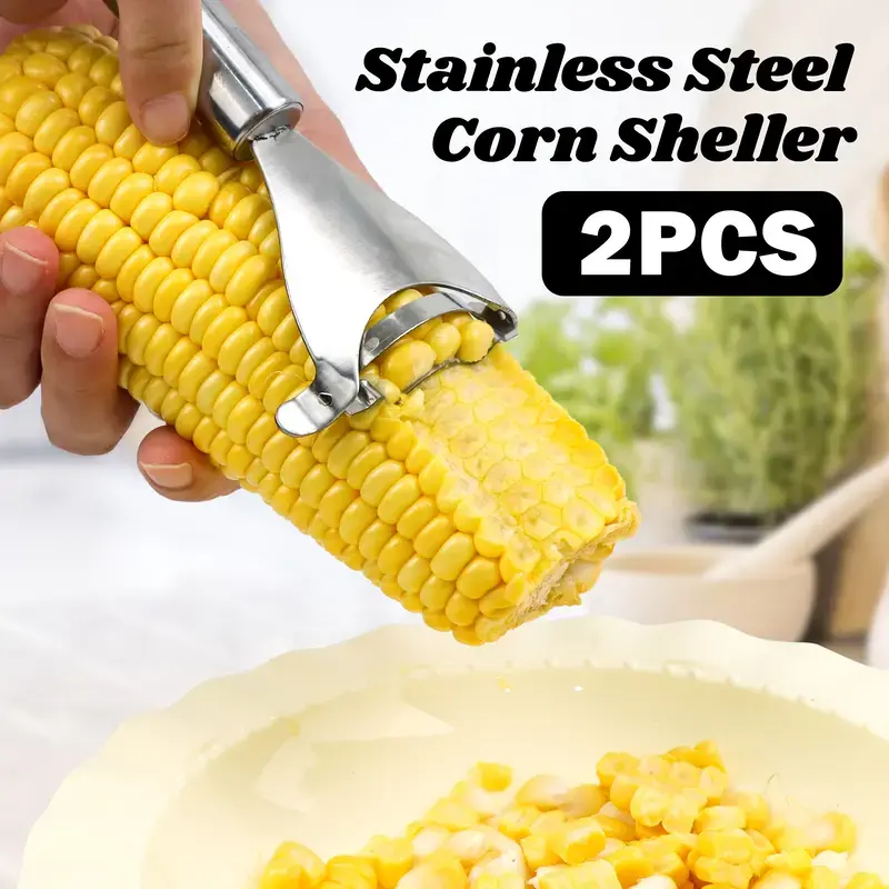2 Pcs Corn Peeler Corn Planer Thresher Stainless Steel Corn Peeler for Corn On the Cob Corn Kernel Remover Tool Magic Corn Stripper Tool Corn Cutter Corn Scraper with Ergonomic Handle for Kitchen