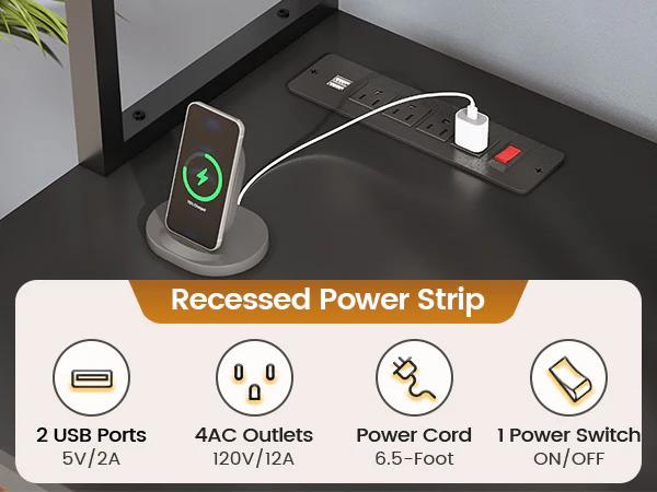 Sikaic 62 Inches LED Reversible L Shaped Gaming Desk With Power Outlet Storage Drawers Hutch and Pegboard