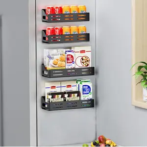 4 Pack   Rack for Refrigerator,  Refrigerator Organizer,   Fridge Shelf, Rustproof Side Fridge Storage Rack for Kitchen,Black (CW-CTTLJ-4P)