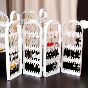 Creative Foldable Jewelry Display Stand, Transparent Plastic Multi-Compartment Organizer, Durable Half-Circle Design, Elegant Jewelry Tower