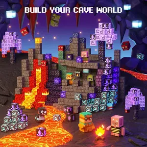 Magnetic Building Blocks Mine World Magnetic Cave World Brick Cube Toys Set STEM Sensory Best Gift for Boy Girl Children