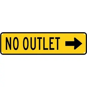 No Outlet Right Arrow Road Warning Sign Street Road Metal Sign 4x16inch