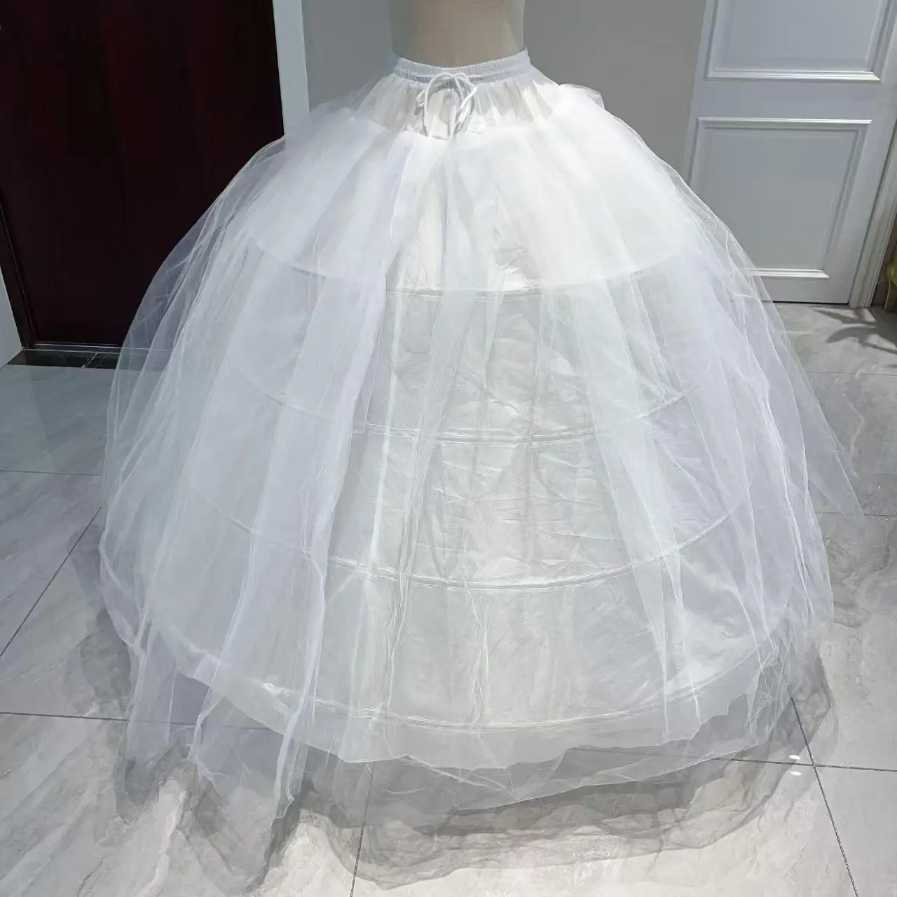 Big White Petticoat - 4 Hoops, Super Fluffy Crinoline Slip Underskirt Wedding Dress, Spandex Comfort Basic Crewneck, Minimalist Sleeveless Design Womenswear Polyester girls