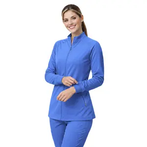 M&M SCRUBS Women’s Full Zip Scrub Jacket, 4 Way Stretch Moisture Wicking Medical Scrub Jacket for Women with Stand Collar