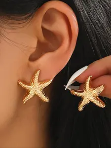 Starfish Design Stud Earrings, Fashionable Earrings for Women & Girls, Trendy All-match & Exquisite Jewelry for Birthday Gift, Fashionable Jewelry Accessories