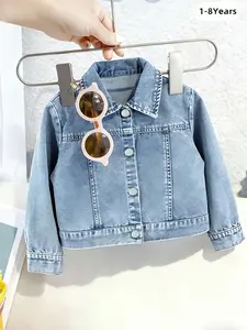 Girls' New Denim Jacket, Horse Print, Loose-Fit, Casual Cute Outerwear, All Seasons, Comfortable and Stylish, Perfect for Daily Wear