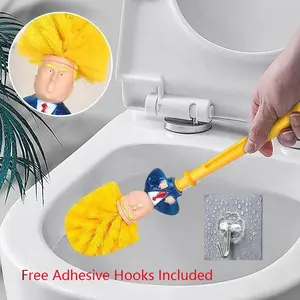 Toilet Brush 360° Cleaning Quick Draining Fun Design with Unique Character Design for Easy Cleaning （Free Adhesive Hooks Included）