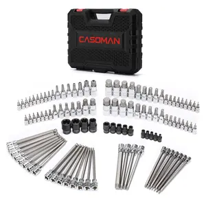 CASOMAN 107 Pieces Bit Socket Set, 1/4", 3/8" and 1/2" Drive, Torx/Tamper Proof Torx/Hex/Ball End Hex, SAE/Metric, S2 Steel Bits master, #TikTokShopBlackFriday