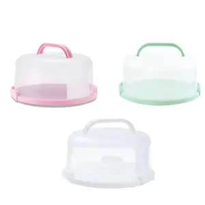 Portable Cake Server with Handle, Plastic Cake Stand, Round Cake Stand with Lid, Cake Container, Cake Preservation Cake Box with Lid for Cupcake Pie Service Shipping, Double Sided Base for Biscuit Nuts and Fruits