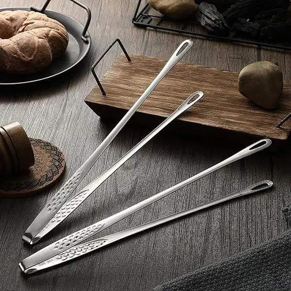 11 Inches Korean BBQ Tongs Stainless Steel Grill Tongs Cooking Tweezers Japanese Barbecue Tong for Kitchen Cooking Salads Pasta Buffet Food Serving grill accessory