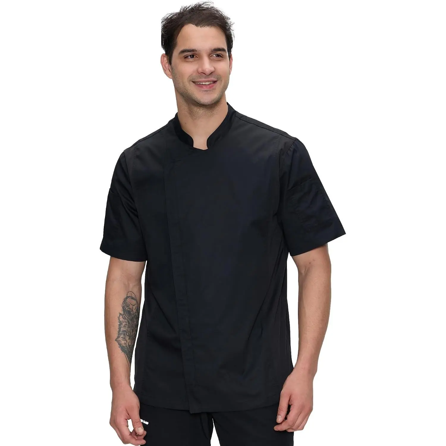 Chef Coat for Men Short Sleeve Chef Jacket Uniform for Kitchen, Restaurant | Breathable Fabric, Professional Kitchen Wear, Easy Care, Stain-Resistant, Culinary, Double-Breasted