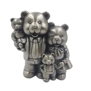 1Pcs Metal Black Bear Coin Bank – European Style Creative Animal Money Jar, Savings Box for Kids, Birthday & Children's Day Gift