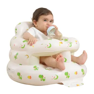 Upgrade Surround Inflatable Baby Seat for Babies 3-36 Months, Built in Air Pump Bumbo Seat with Tray, Baby Chair Sit Me up Floor Seat for Baby, Learning to Sit&Feeding(Surround-Dinosaur)