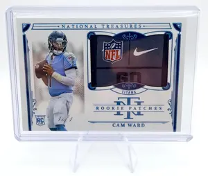 2025 Panini National Treasures Cam Ward Rookie Patch Nike Shield 1/1 Titans RC
