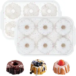 3 Inch Mini Fluted Tube Cake Pans for Baking with Reinforced Frame, 2Pcs 6-Cavity Mini Flan Molds, Nonstick Baking Mold for Cupcake, Brownie, Donuts, Cornbread, Jello
