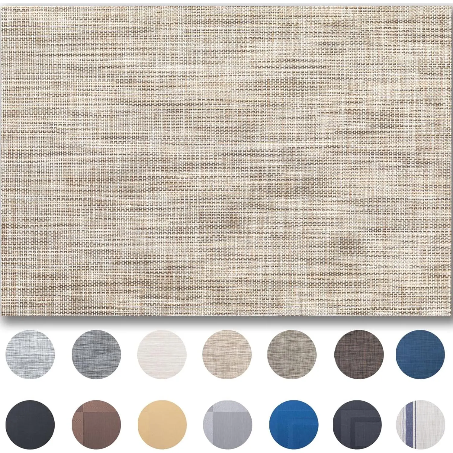 Placemats Set of 4 - Easy Clean Woven Vinyl Placemats for Dining Table, Indoor/Outdoor Place Mats, Washable PVC Table Mats  Caramel