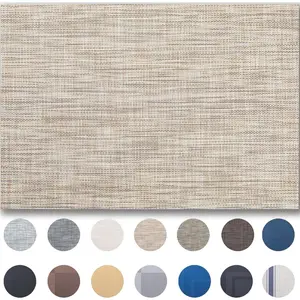 Placemats Set of 4 - Easy Clean Woven Vinyl Placemats for Dining Table, Indoor/Outdoor Place Mats, Washable PVC Table Mats  Caramel