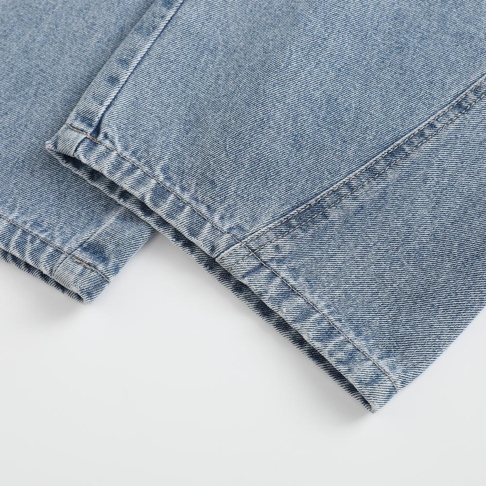 Men’s loose straight-leg jeans for autumn/winter, featuring a patchwork design and retro street style—versatile and easy to match.