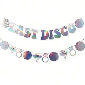 Disco Glitter Foil Birthday Banner, Holographic Decor Party Decoration for Birthdays, Birthday Party Decorations, Perfect for Festive Celebrations, Durable Design for Easy Hanging