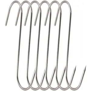 Meat Hooks S-Hooks Stainless Steel Poultry Hook Butcher Hook Hanging Drying BBQ Grill Cooking  Hook Tool (6.7 Inch-6 Pack)
