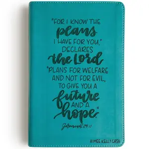 Personalized ESV Student Study Bible - Turquoise - For I Know the Plans I Have For You - Hand Lettered and Engraved