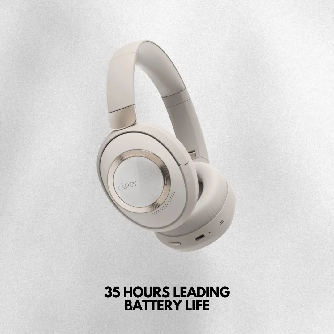 Cleer Audio Alpha Adaptive Active Noise Canceling Bluetooth Headphones, Dual-Microphone, Touch Controls, 35 Hr Battery Life, Multipoint Connection, Dirac Spatial Audio