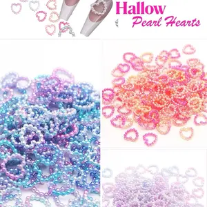 Hollow Iridescent Pearl Hearts nail art decoration charms