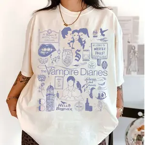 The Vampire Diaries Quotes Movie Shirt, Vintage Vampire Elena and Damon Sweatshirt, Trending TVD Movie Quotes T-shirt Hoodie Sweatshirt