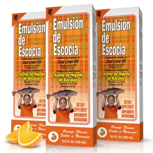 Emulsion De Escocia Orange Flavor Vitamins & Cod Liver Oil for Kids & Adults 6.5 Oz 3-Pack Immune & Liver Support