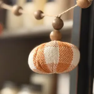 5’ plaid pumpkin garland