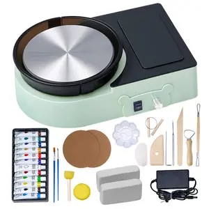 Fathersdaygift VEVOR Mini Pottery Wheel, 6 inch Turntable, Forward and Reverse Rotation, Adjustable Speed, Electric Clay Wheel for Kids and Adults, with Clay Shaping Tools, for Home DIY, Pottery Classes, Greendealsforyoudays