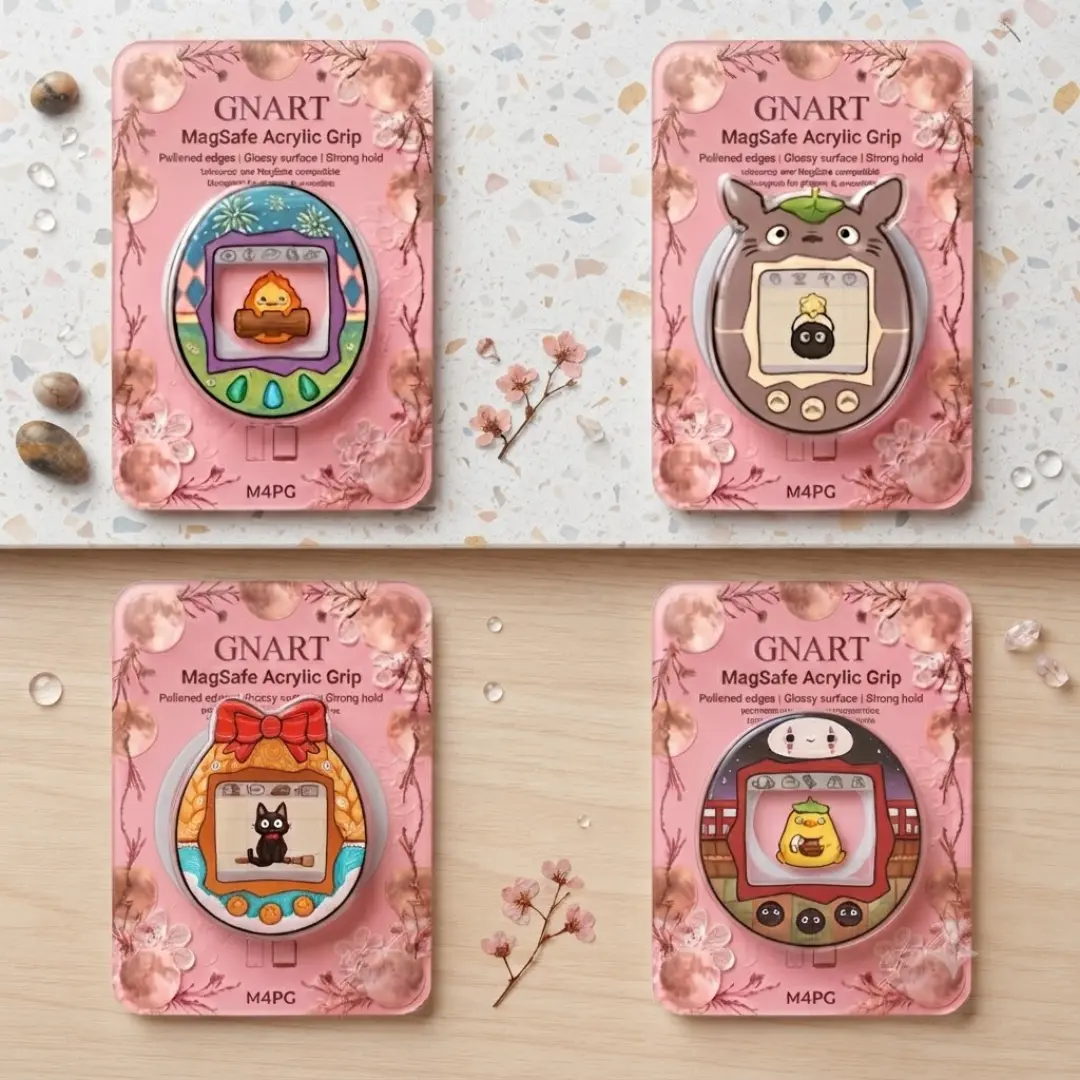 GNART Kawaii Anime Aesthetic MagSafe Acrylic Phone Grip Cute Magic Monster Magnetic Phone Ring Holder Stand, Desk Accessories for iPhone Cases