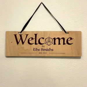 RPG Wall Art - D20 Customized Welcome Sign - Dungeons and Dragons - Geek Art - Tabletop - Pen and Paper