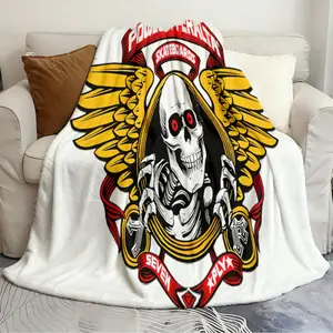 Printed blankets Powell Peralta Winged Grey Skateboard Reusable Quilts Flannel warm blanket soft and comfortable blanket travel blanket birthday gift Flannel Throw Blankets Figure Print Blanket