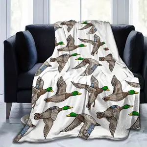 Cute Mallard Ducks Blanket Duck Print Gifts for Girls Ducks Lover Soft Flannel Throws Lightweight Fluffy Decorative Quilt for Bed Sofa Couch Room Decoration 50 in x 40 in Small for Girls 280GSM CozyFlannel MultiSizes
