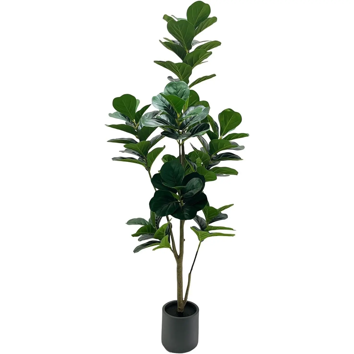 150cm Realistic Plastic Artificial Fiddle Leaf Fig Plant with Pot, Decorative Easy-Care Room Decor for Living Room, Office