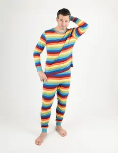 Mens Cotton Rainbow Boy Stripes Pajamas