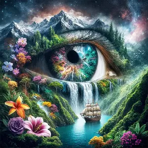 DIY Diamond Painting Eye Cross Stitch Kits River Diamond Mosaic Waterfall Landscape Embroidery Ship Wall Art Needle Crafts Kit Diy Craft Supplies