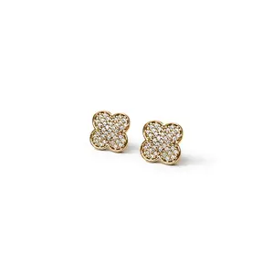 Diamond Clover Stud Earrings