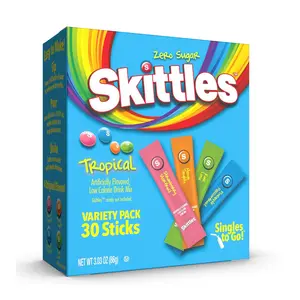 Skittles Singles To Go Tropical Flavors Variety Pack, Powdered Drink Mix, Strawb