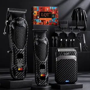 LQT Men's 3-Piece Professional Cordless Grooming Kit - Hair Clipper, Beard Trimmer, Foil Shaver, 2000mAh Rechargeable Carbon Tool for Daily Facial & Abs Grooming, Durable