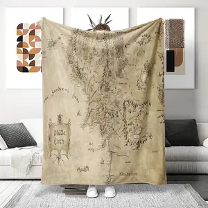 Medieval Map Pattern Blanket, Ultra-Soft Flannel Nap Blanket, Shawl Blanket, Small Cover Blanket, Perfect Gift for Holidays, Stylish Blanket