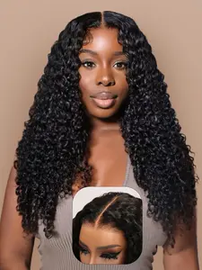 Glueless Put On And Go 5X5 Lace Closure Wigs Human Hair Deep Wave Curly Hair Wigs Deep Wavy Wigs HD Lace Closure Wigs Pre Plucked Hairline Pre Cut HD Lace Glueless Wigs Human Hair Lace Front Wigs